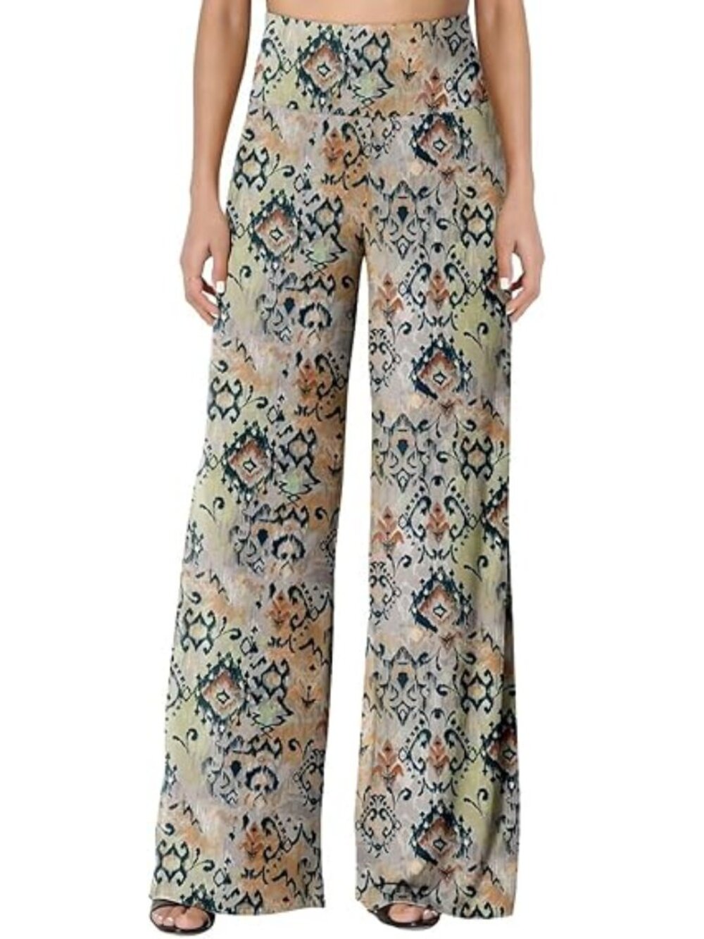 "Tribal Map" LNC Womens Stretchy Wide Leg Lounge Palazzo Pants w/Pockets 3XL